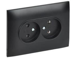 SKANDY Розетка 2-местная без заземления без защитных шторок 10А в сборе SK-R10Bl черный IEK