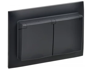 SKANDY Розетка 2-местная и крышкой 16А в сборе IP44 SK-R12Bl черный IEK