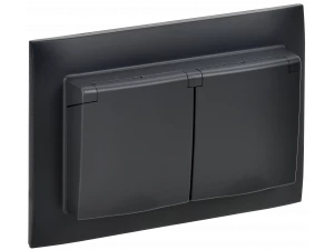 SKANDY Розетка 2-местная и крышкой 16А в сборе IP44 SK-R12Bl черный IEK