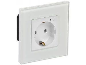 iTEQ SMART-розетка 16А с поддержкой WIFI+BLE со стеклянной рамкой и защитными шторками белая ONI