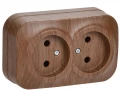 GLORY Розетка 2-местная для открытой установки без заземления без шторок 10А РС22-2-ХД дуб IEK