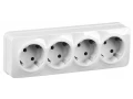GLORY Розетка 4-местная для открытой установки с заземлением без шторок 16А РС24-3-ХБ белый IEK