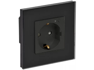 iTEQ SMART-розетка 16А с поддержкой WIFI+BLE со стеклянной рамкой и защитными шторками черная ONI