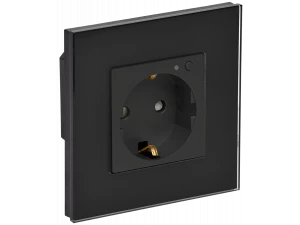 iTEQ SMART-розетка 16А с поддержкой WIFI+BLE со стеклянной рамкой и защитными шторками черная ONI