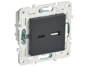 SKANDY Розетка USB A+C 3,1А SK-R14G графит IEK