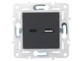 SKANDY Розетка USB A+C 3,1А SK-R14G графит IEK