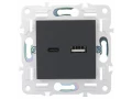 SKANDY Розетка USB A+C 3,1А SK-R14G графит IEK