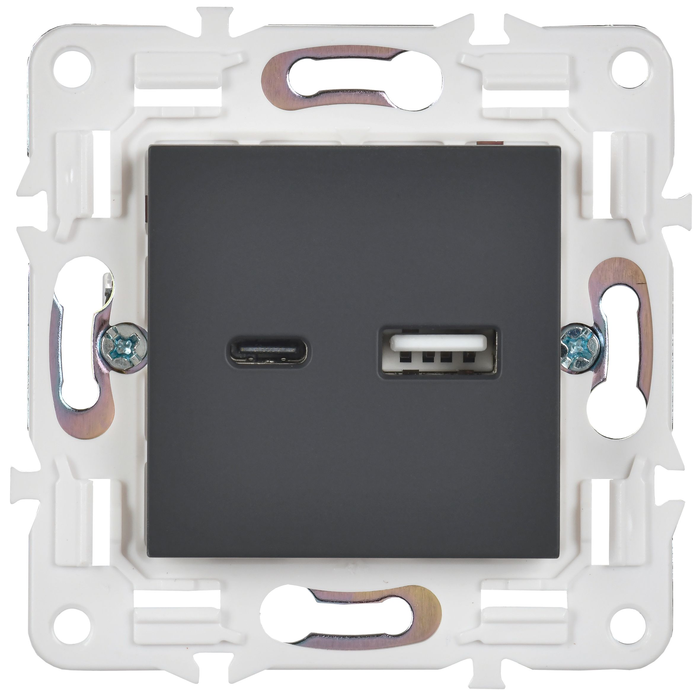 SKANDY Розетка USB A+C 18Вт SK-R13G графит IEK
