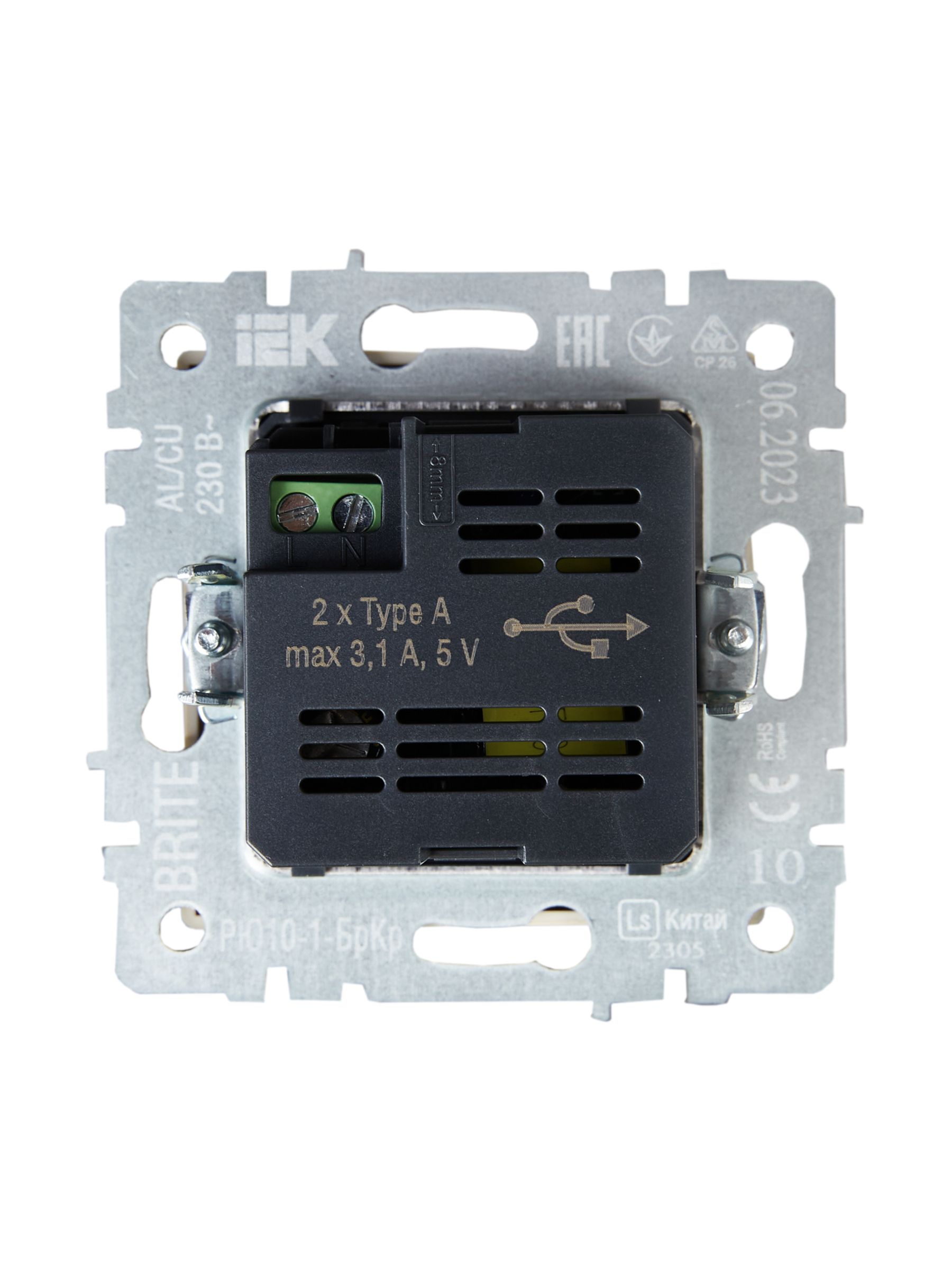 BRITE Розетка USB A+A 5В 3,1А РЮ10-1-БрКр бежевый IEK