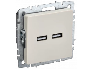 BRITE Розетка USB A+A 5В 3,1А РЮ10-1-БрКр бежевый IEK