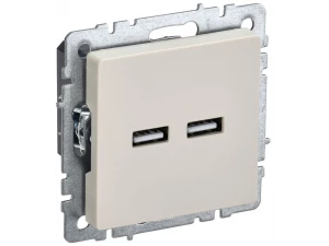 BRITE Розетка USB A+A 5В 3,1А РЮ10-1-БрКр бежевый IEK