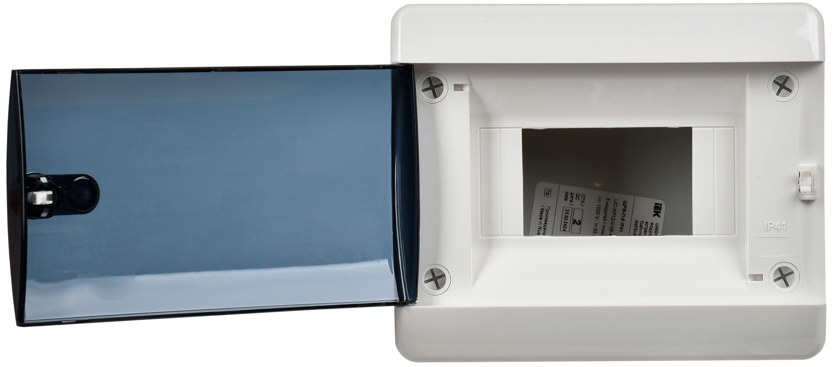 Корпус пластиковый ЩРВ-П-6 IP41 черная прозрачная дверь UNION Compact ИЭК
