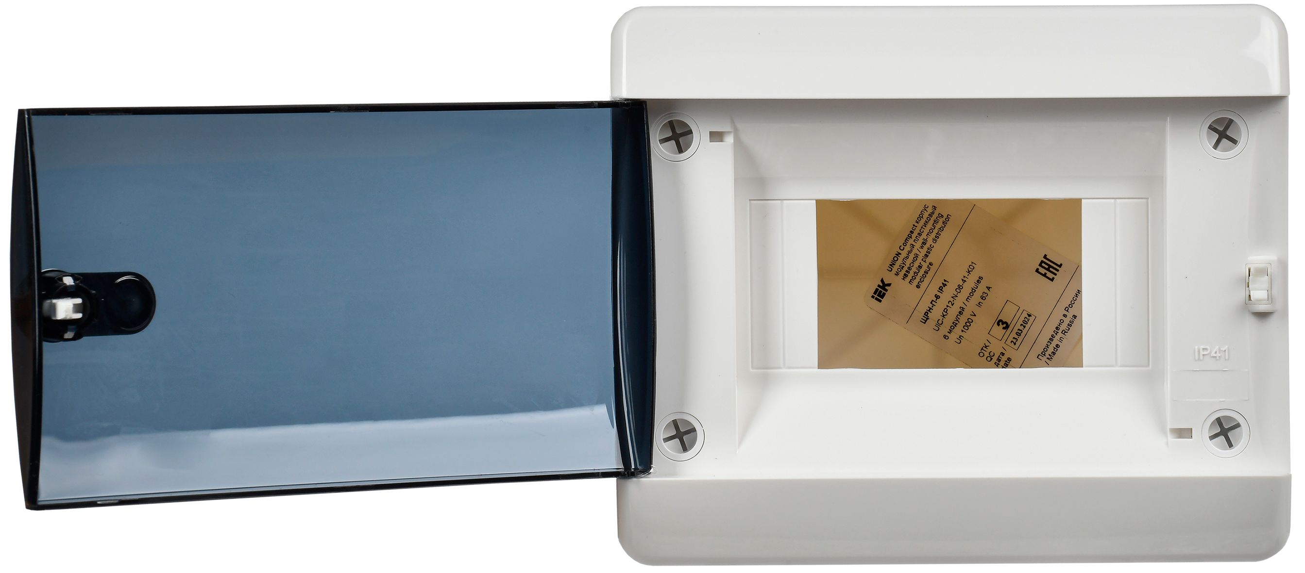 Корпус пластиковый ЩРН-П-6 IP41 черная прозрачная дверь UNION Compact ИЭК