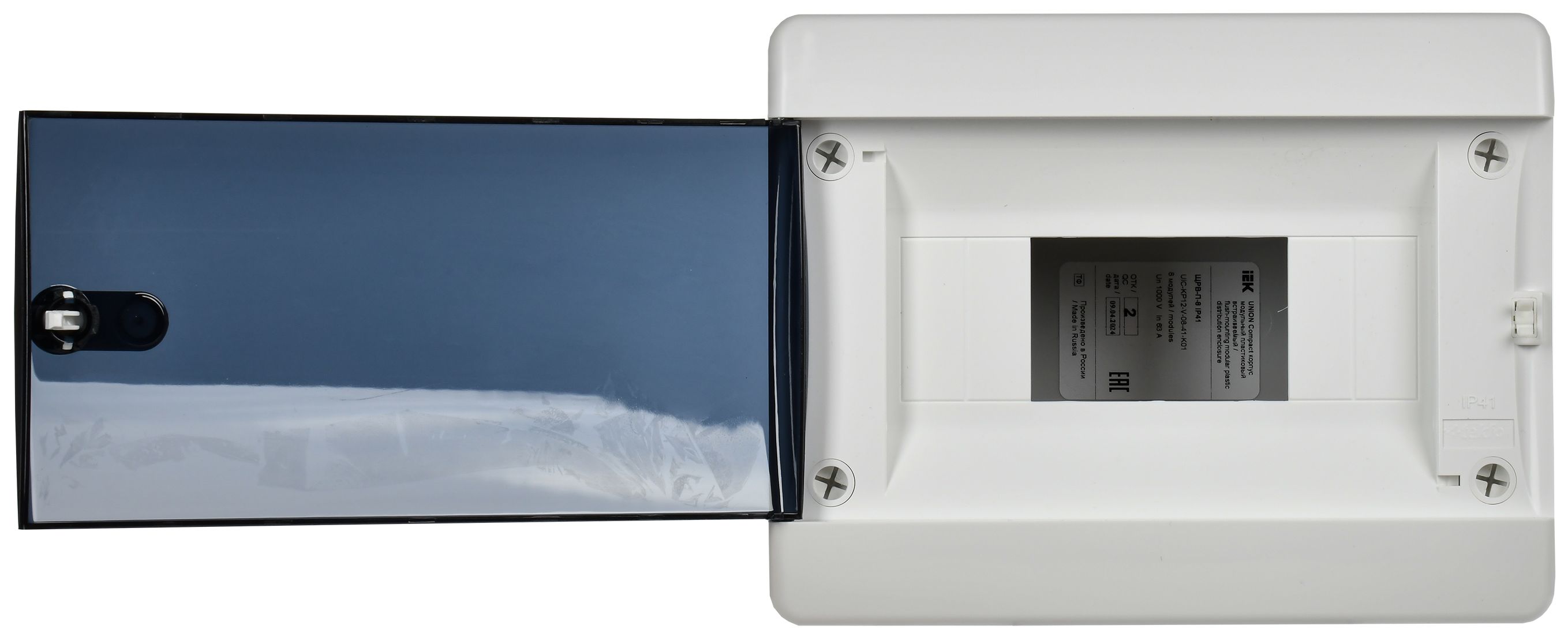 Корпус пластиковый ЩРВ-П-8 IP41 черная прозрачная дверь UNION Compact ИЭК