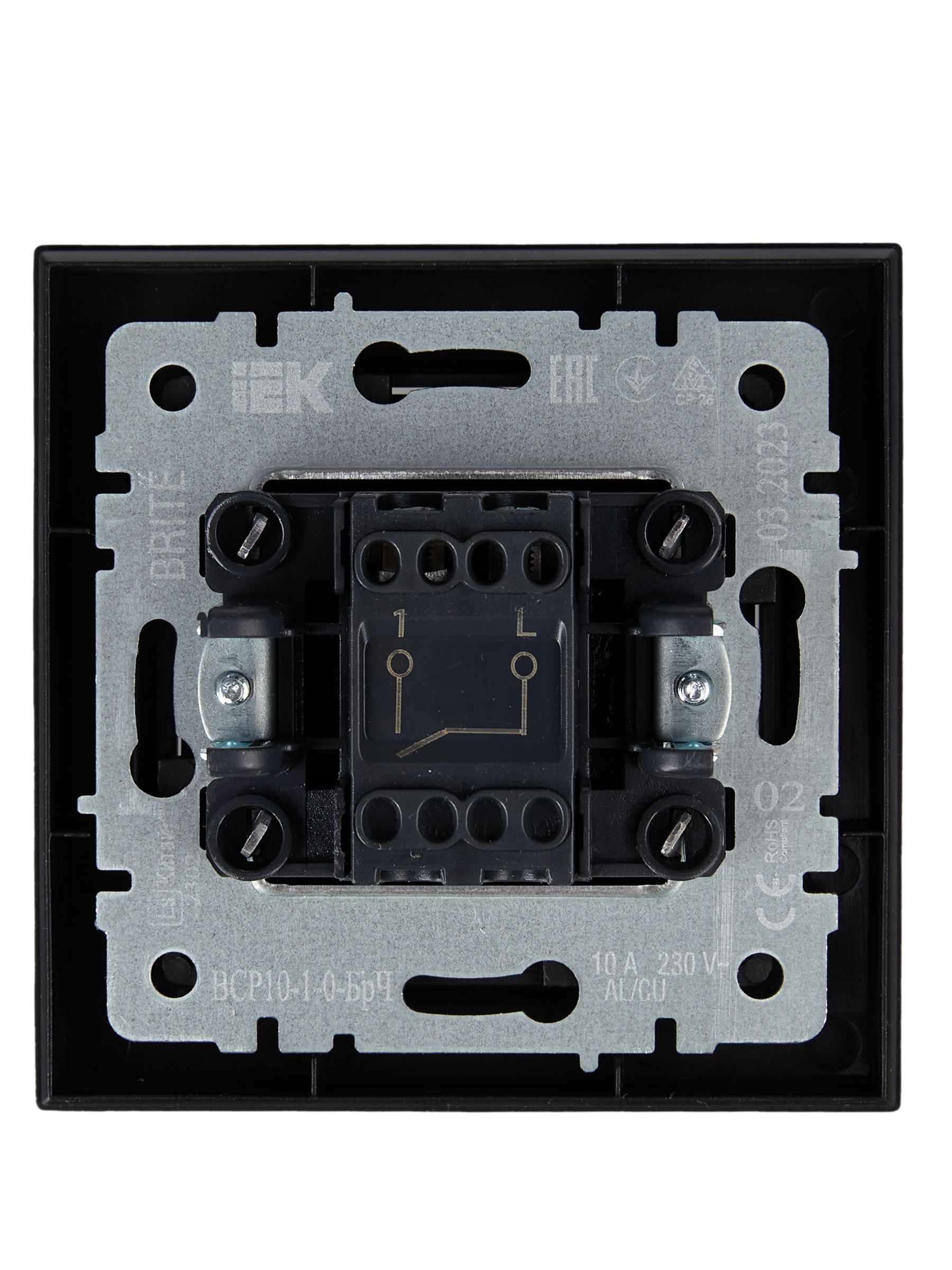 BRITE Выключатель 1-клавишный 10А в сборе ВСР10-1-0-БрЧ черный ИЭК