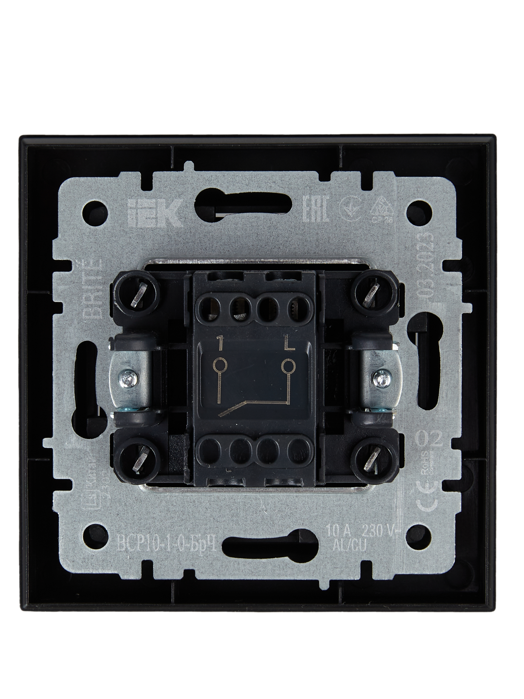 BRITE Выключатель 1-клавишный 10А в сборе ВС10-1-0-БрЧ черный ИЭК