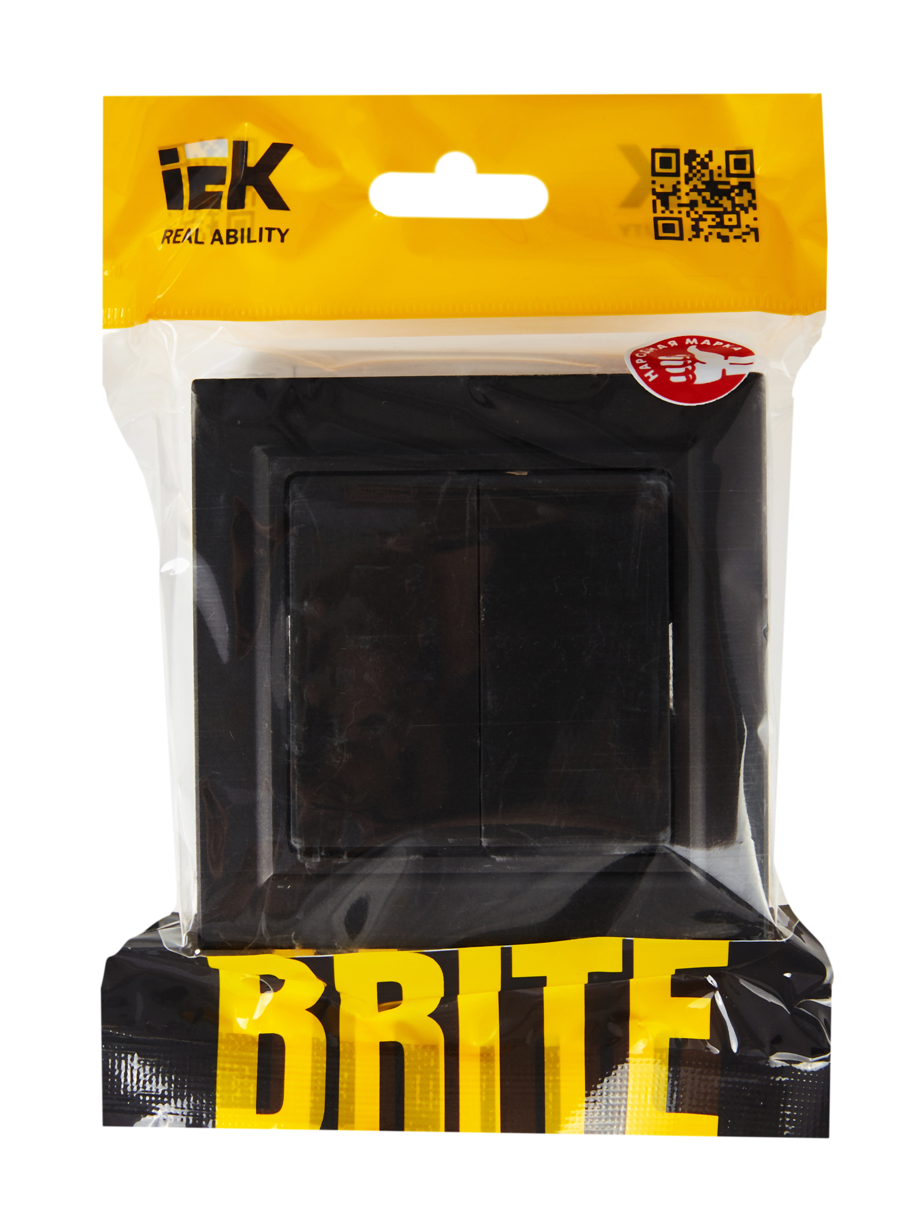 BRITE Выключатель 2-клавишный 10А в сборе ВСР10-2-0-БрЧ черный ИЭК