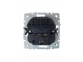 BRITE Розетка 1-местная с заземлением со шторками 16А с USB A+A 5В 2,1А РЮш10-1-БрЧ черный ИЭК