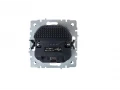 BRITE Розетка 1-местная с заземлением со шторками 16А с USB A+A 5В 2,1А РЮш10-1-БрЧ черный ИЭК