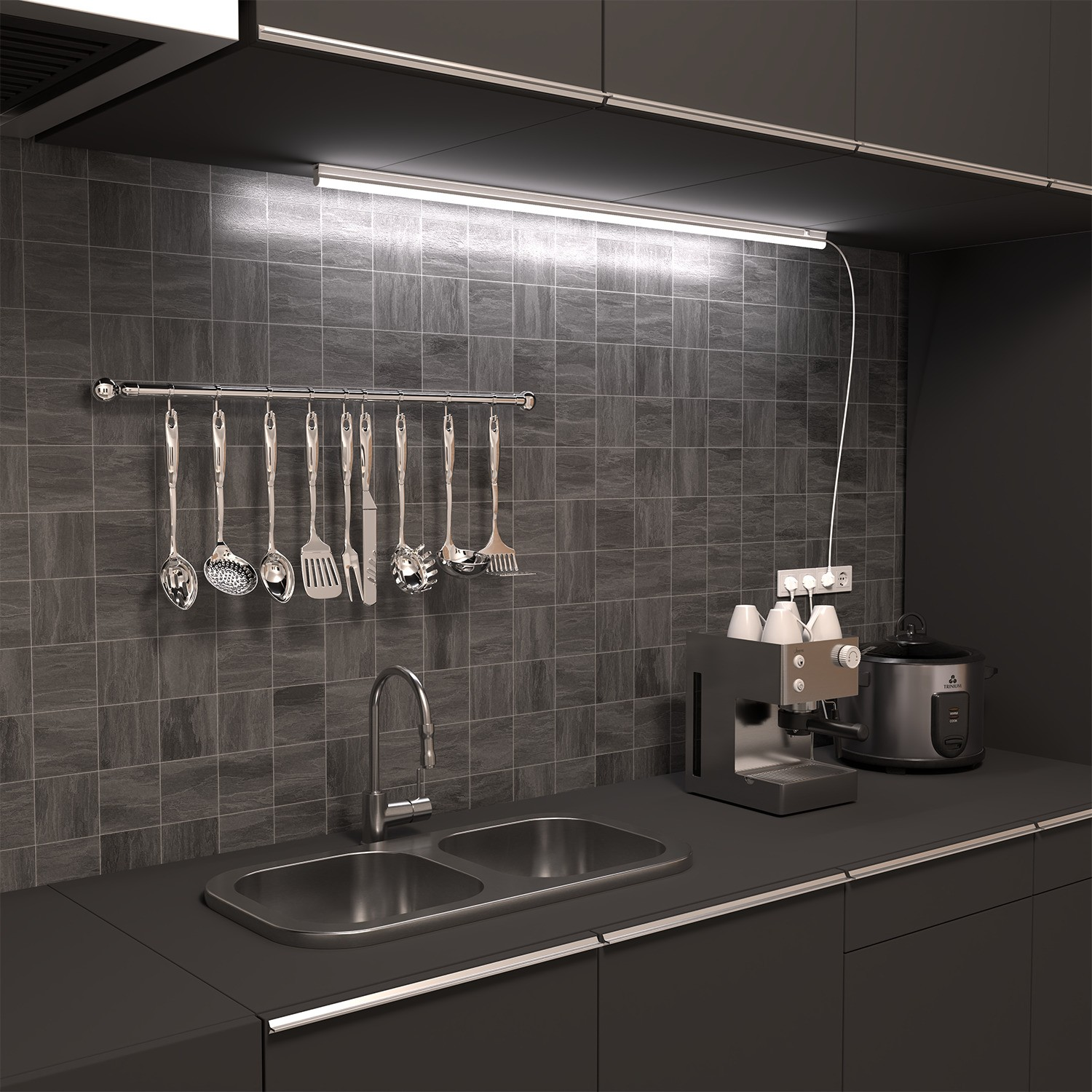 Светильник с кнопкой Gauss TL линейный 15W 1340lm 6500K IP20 1175*22*37 LED 1/25