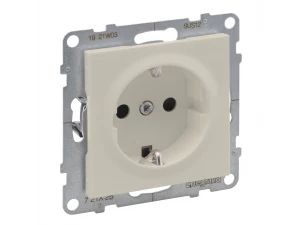 Розетка силовая 2К+З 16А 250В, винтовые зажимы, слоновая кость SUNO /721225/