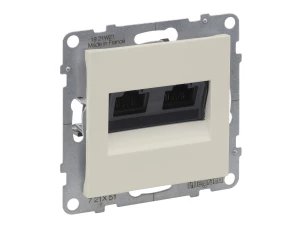 Розетка информационная двойная RJ45 Кат.5е UTP, слоновая кость SUNO /721251/