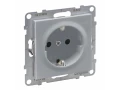 Силовая розетка 2К+З 16А 250В. Винтовые зажимы. Цвет Алюминий SUNO /721325/