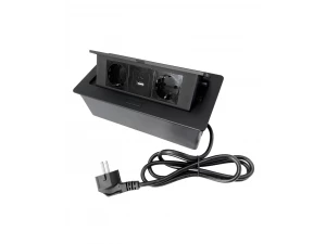 Настольный бокс на 2 розетки 200В, 1 USB, 1 Type-C, шнур 1,5м, черный Shelbi STG-6M-2S-1U1C-B