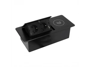 Наст. бокс на 2 розетки 200В, 1 USB, 1 Type-C, беспр. зарядка, 1,5м, черный Shelbi STGW-4M-2S-1U1C-B