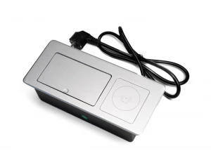 Наст. бокс на 2 розетки 200В, 1 USB, 1Type-C, беспр. зарядка, 1,5м, серебро Shelbi STGW-4M-2S-1U1C-S