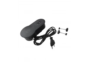 Настольный встраив. бокс 2 USB, 1 Type-C, беспроводная зарядка, шнур 1,5м, черный Shelbi STS-2U1C-B