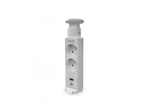 Розеточный блок выдвижной настольный на 2 розетки 200В, 1 USB, 1Type-C, белый Shelbi STV-2S-1U1C-W