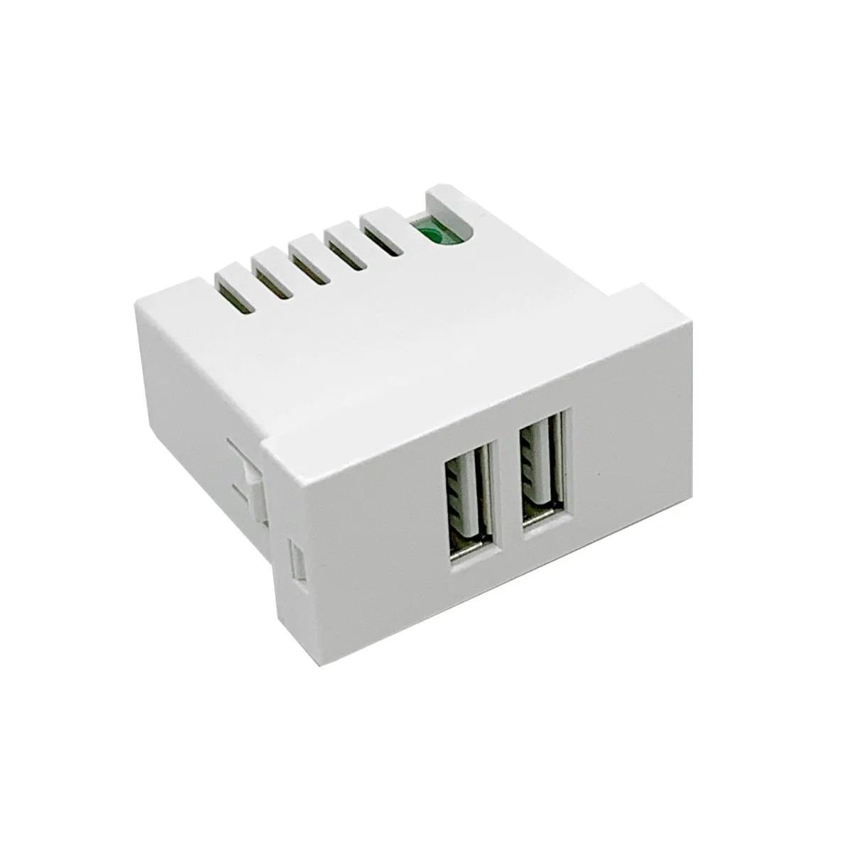 Розетка зарядка 2-портовая USB 45*22,5, белая Shelbi SUJ-2U-W
