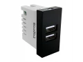 Розетка зарядка 2-портовая USB 45*22,5, черная Shelbi SUJ-2U-B
