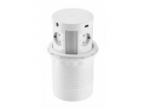 Розеточный блок выдвижной настольный на 4 розетки 200В, 2 USB, 2 RJ45, белый Shelbi STV-4S-2U-2RJ-W
