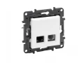 Розетка телефонная/информационная двойная RJ11+RJ45 категория 6 UTP, белый NLST /863156/