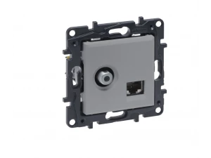 Розетка комбинированная TV тип F 'звезда' с RJ45 CAT6 UTP, алюминий NLST /863377/