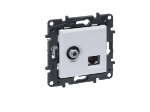 Розетка комбинированная TV тип F 'звезда' с RJ45 CAT6 UTP, белый NLST /863177/