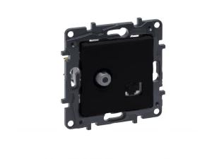 Розетка комбинированная TV тип F 'звезда' с RJ45 CAT6 UTP, черный NLST /863577/