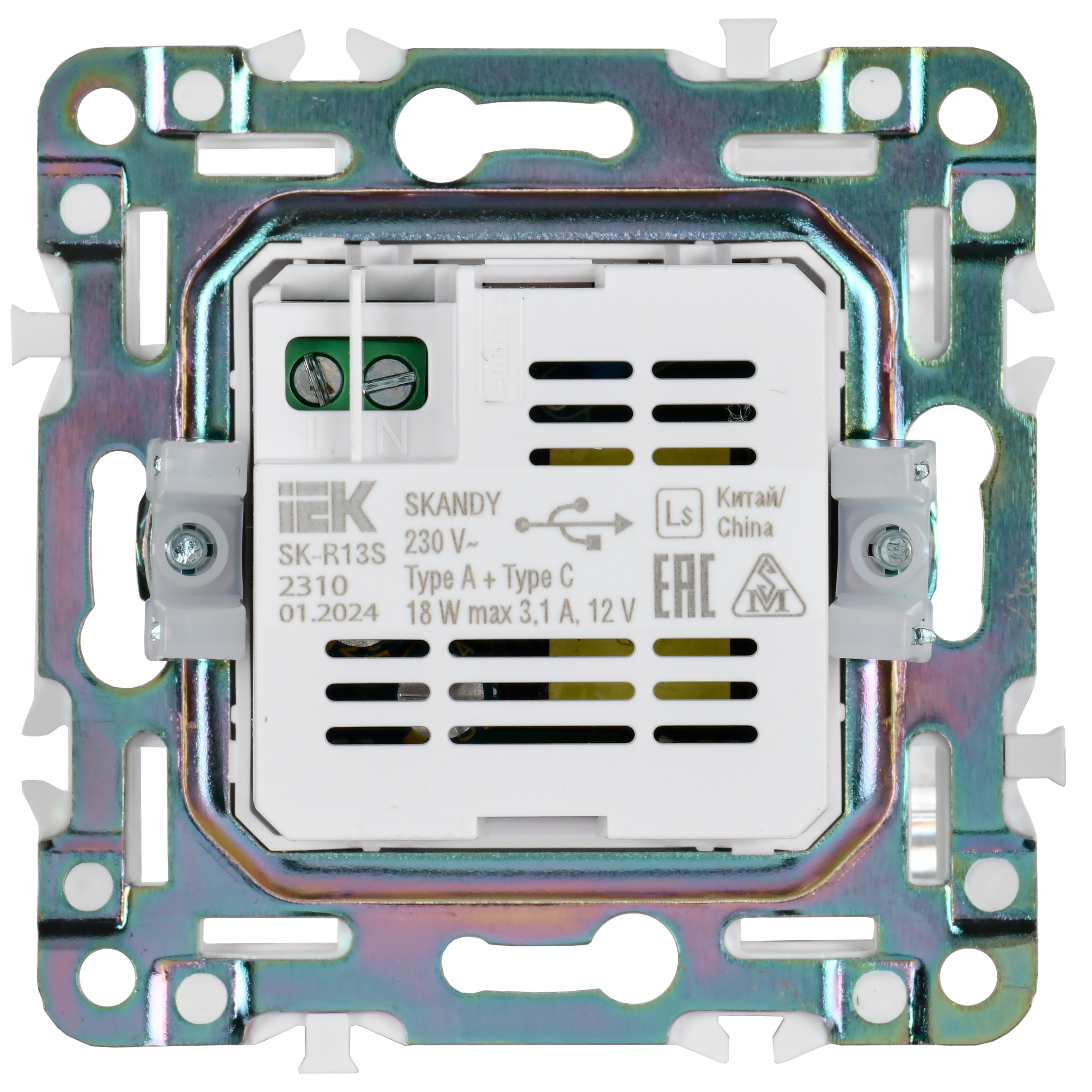 SKANDY Розетка USB A+C 18Вт SK-R13S серебряный IEK