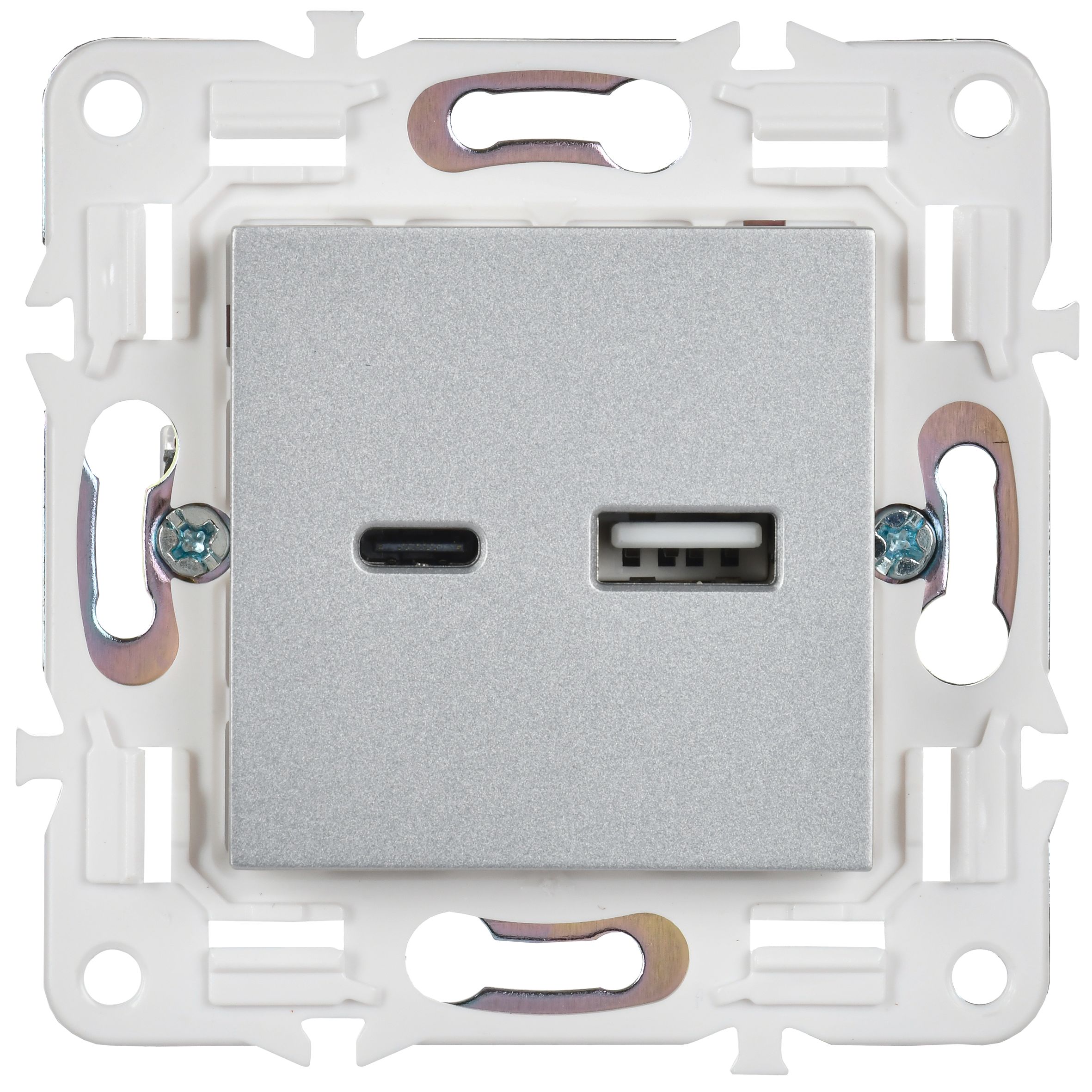 SKANDY Розетка USB A+C 18Вт SK-R13S серебряный IEK