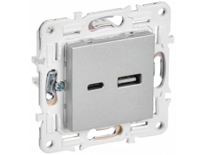 SKANDY Розетка USB A+C 18Вт SK-R13S серебряный IEK