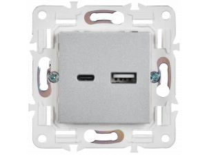 SKANDY Розетка USB A+C 18Вт SK-R13S серебряный IEK