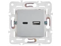 SKANDY Розетка USB A+C 18Вт SK-R13S серебряный IEK