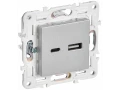 SKANDY Розетка USB A+C 18Вт SK-R13S серебряный IEK