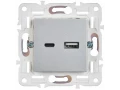 SKANDY Розетка USB A+C 18Вт SK-R13S серебряный IEK