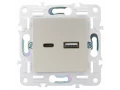 SKANDY Розетка USB A+C 18Вт SK-R13Sh шампань IEK
