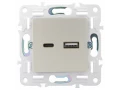 SKANDY Розетка USB A+C 18Вт SK-R13Sh шампань IEK