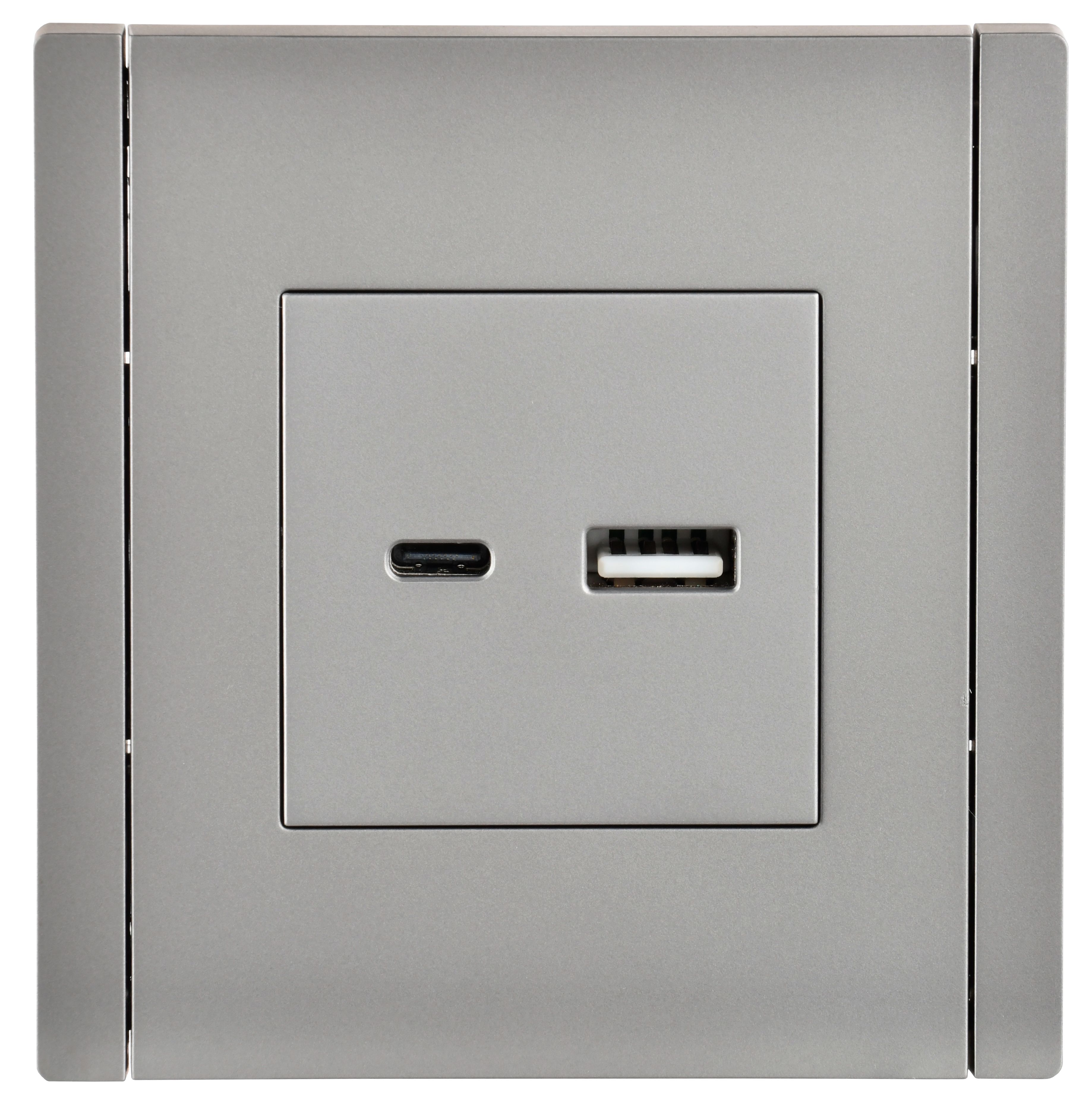 FORTE&PIANO Розетка USB A+C 3,1А FP550 сталь IEK