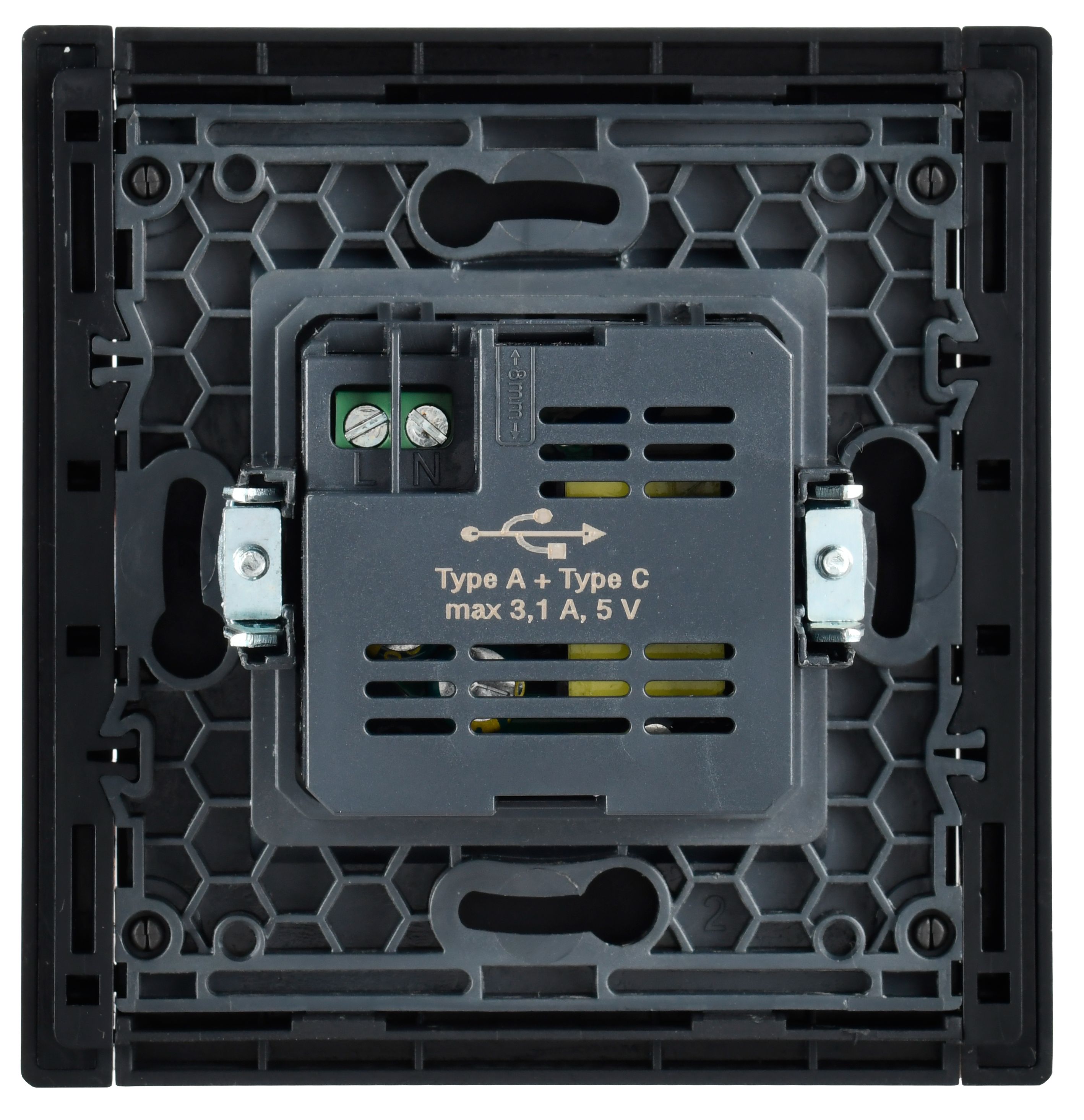 FORTE&PIANO Розетка USB A+C 3,1А FP550 сталь IEK